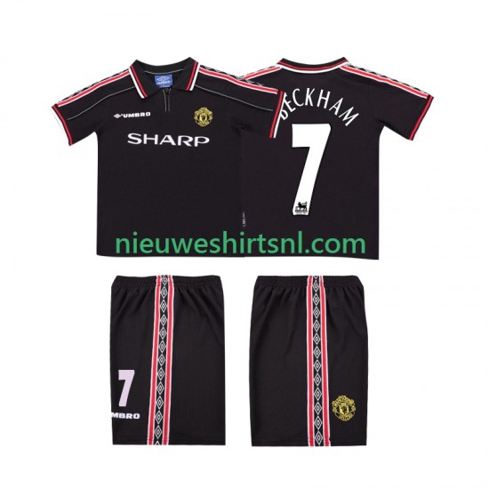 Manchester United Kind Shirt met Bedrukking Beckham 7 1998 Retro Uit 1999 Korte Mouw