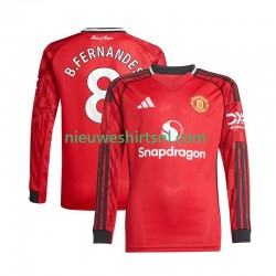 Manchester United Heren Shirt met Bedrukking Bruno Fernandes 8 Thuis 2025-2026 Lange Mouw