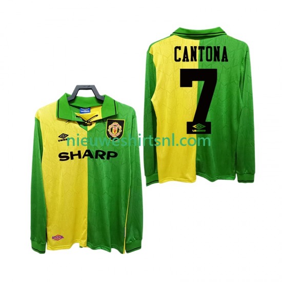 Manchester United Heren Shirt met Bedrukking CANTONA 7 1992 Retro Uit 1994 Lange Mouw