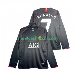 Manchester United Heren Shirt met Bedrukking Critstiano Ronaldo 7 2007 Retro Uit 2008 Lange Mouw