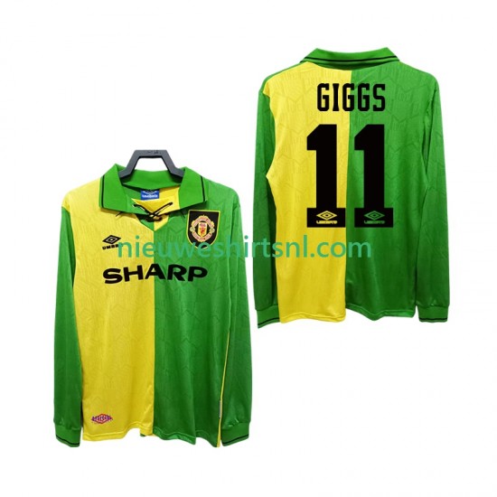Manchester United Heren Shirt met Bedrukking GIGGS 11 1992 Retro Uit 1994 Lange Mouw