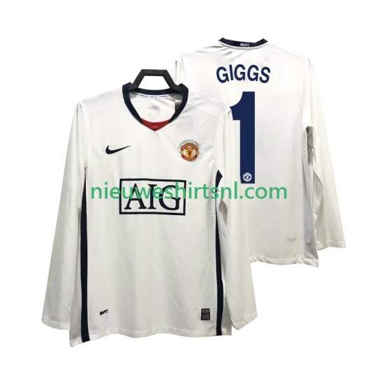 Manchester United Heren Shirt met Bedrukking GIGGS 11 Premier League 2009 Retro Uit 2008 Lange Mouw