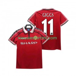 Manchester United Heren Shirt met Bedrukking GIGGS 11 1998 Retro Thuis 1999 Korte Mouw
