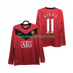Manchester United Heren Shirt met Bedrukking GIGGS 11 2009 Retro Thuis 2010 Lange Mouw