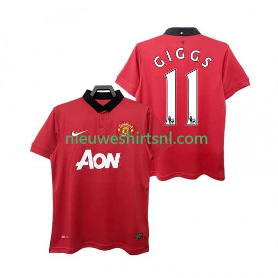 Manchester United Heren Shirt met Bedrukking GIGGS 11 2013 2014 Retro Thuis Korte Mouw