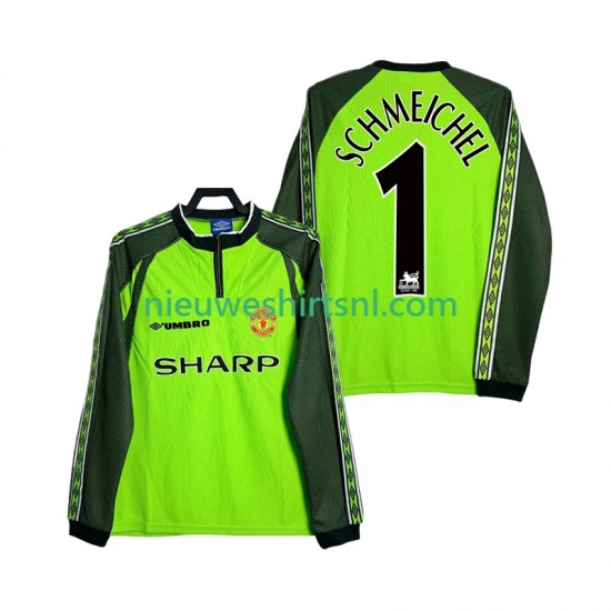 Manchester United Heren Shirt met Bedrukking Doelman SCHMEICHEL 1 1998 2000 Retro Thuis Lange Mouw