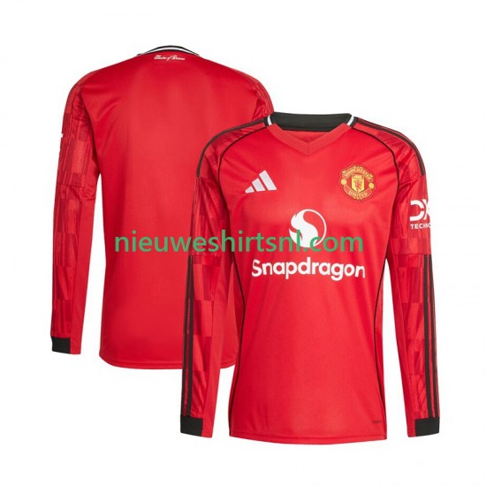 Manchester United Heren Shirt met Bedrukking Thuis 2025-2026 Lange Mouw