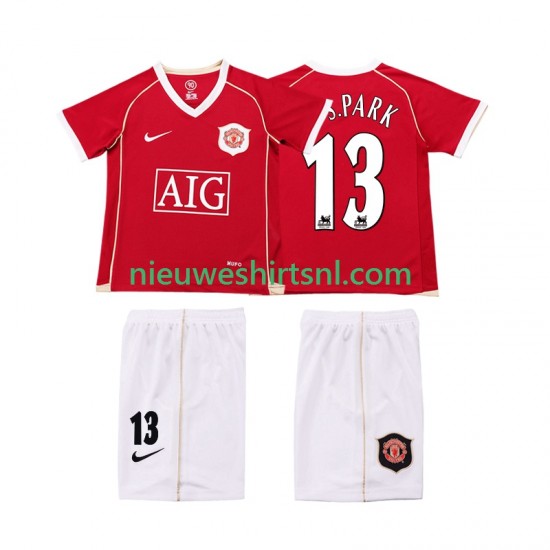 Manchester United Kind Shirt met Bedrukking J.S.PARK 13 2007 Retro Thuis 2006 Korte Mouw