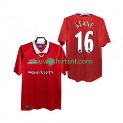 Manchester United Heren Shirt met Bedrukking Keane 16 2000 Retro Thuis 1999 Korte Mouw