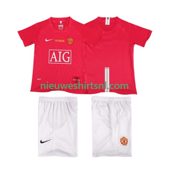 Manchester United Kind Shirt met Bedrukking Champions League 2007 Retro Thuis 2008 Korte Mouw