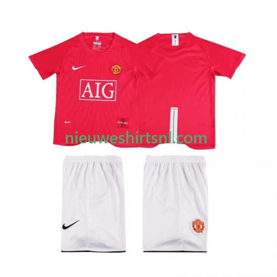Manchester United Kind Shirt met Bedrukking Premier League 2007 Retro Thuis 2008 Korte Mouw