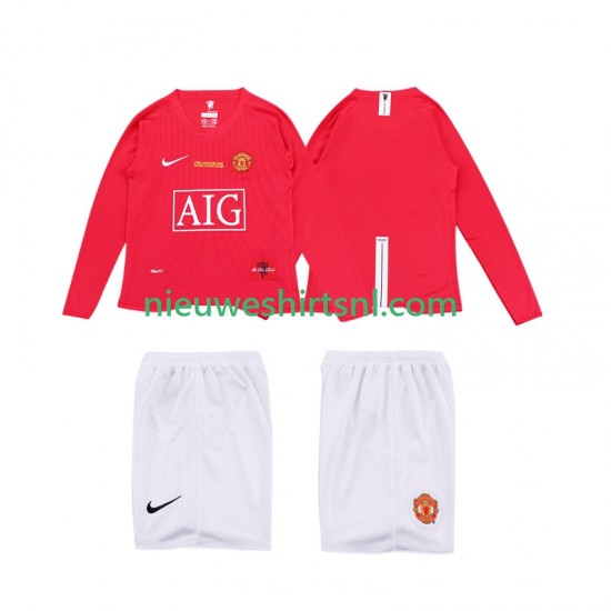 Manchester United Kind Shirt met Bedrukking Premier League 2009 Retro Thuis 2008 Lange Mouw