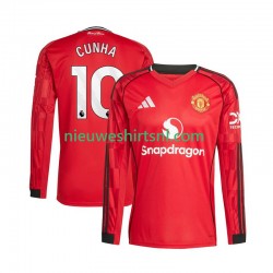 Manchester United Heren Shirt met Bedrukking Matheus Cunha 10 Thuis 2025-2026 Lange Mouw