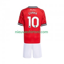 Manchester United Kind Shirt met Bedrukking Matheus Cunha 10 Thuis 2025-2026 Korte Mouw