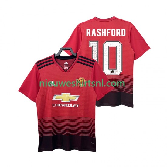 Manchester United Heren Shirt met Bedrukking RASHFORD 10 2018 2019 Retro Thuis Korte Mouw