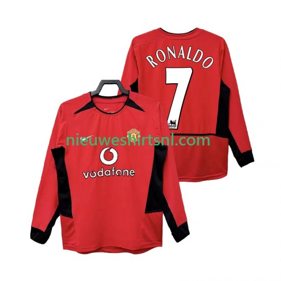 Manchester United Heren Shirt met Bedrukking RONALDO 7 Retro Thuis 2004 2002 Lange Mouw