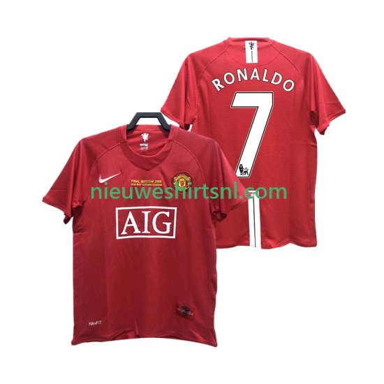 Manchester United Heren Shirt met Bedrukking RONALDO 7 2007 Retro Thuis 2008 Korte Mouw