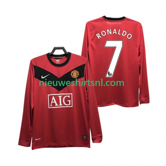 Manchester United Heren Shirt met Bedrukking RONALDO 7 2009 Retro Thuis 2010 Lange Mouw