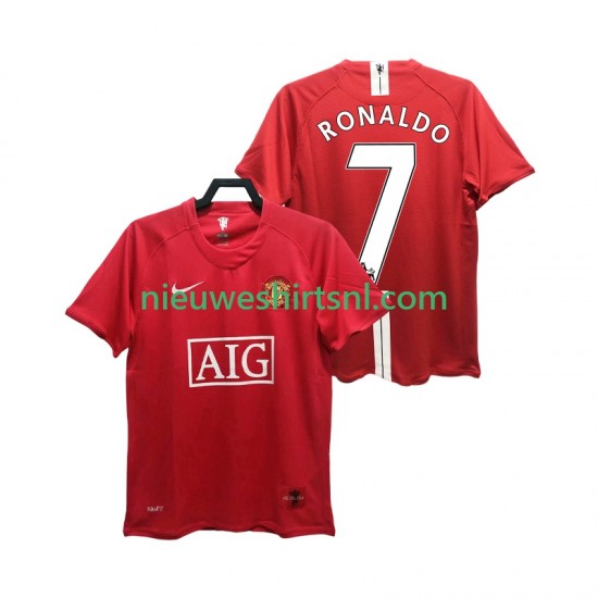 Manchester United Heren Shirt met Bedrukking RONALDO 7 Premier League 2007 Retro Thuis 2008 Korte Mouw