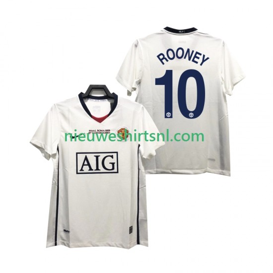 Manchester United Heren Shirt met Bedrukking ROONEY 10 Champions League 2009 Retro Uit 2008 Korte Mouw