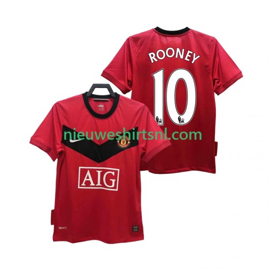 Manchester United Heren Shirt met Bedrukking ROONEY 10 2009 Retro Thuis 2010 Korte Mouw