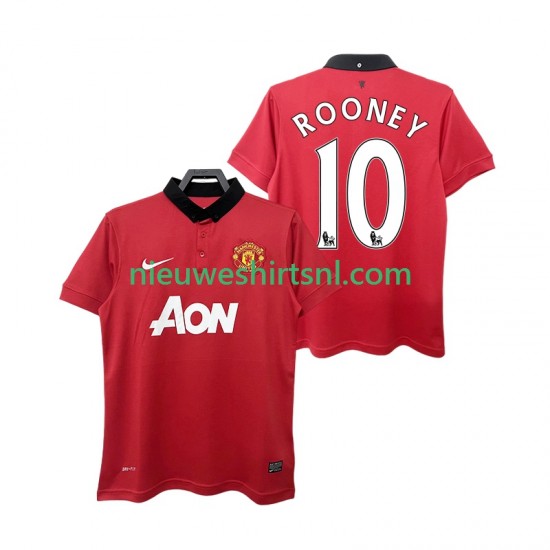 Manchester United Heren Shirt met Bedrukking ROONEY 10 2013 2014 Retro Thuis Korte Mouw