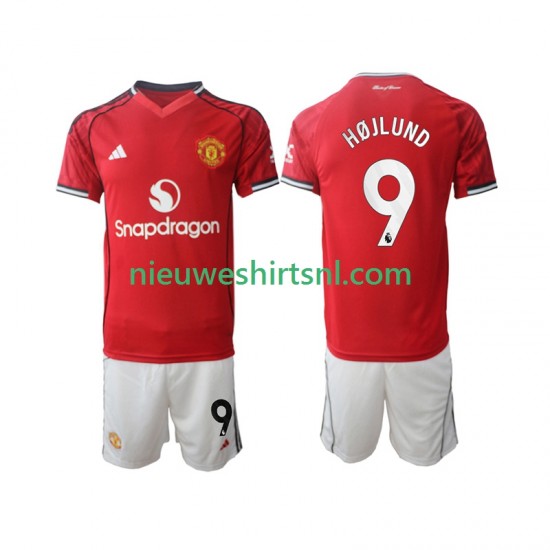 Manchester United Kind Shirt met Bedrukking Rasmus Hojlund 9 Thuis 2025-2026 Korte Mouw