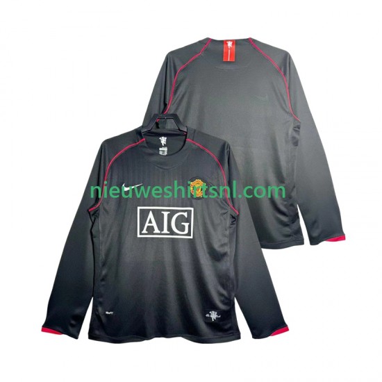 Manchester United Heren Shirt met Bedrukking 2007 Retro Uit 2008 Lange Mouw