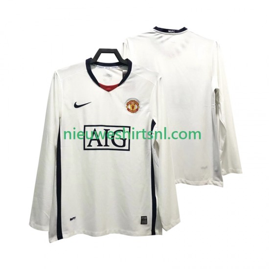 Manchester United Heren Shirt met Bedrukking Premier League 2009 Retro Uit 2008 Lange Mouw