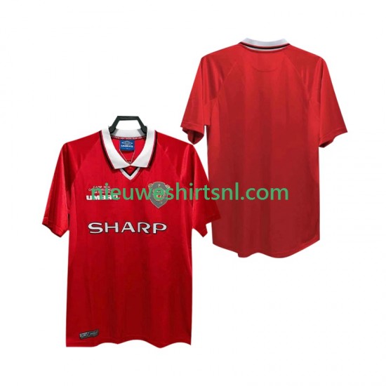 Manchester United Heren Shirt met Bedrukking 2000 Retro Thuis 1999 Korte Mouw