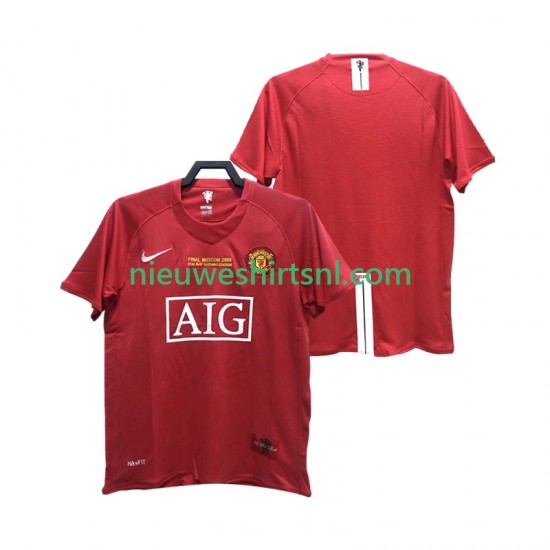 Manchester United Heren Shirt met Bedrukking 2007 Retro Thuis 2008 Korte Mouw