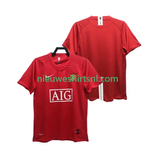 Manchester United Heren Shirt met Bedrukking Premier League 2007 Retro Thuis 2008 Korte Mouw