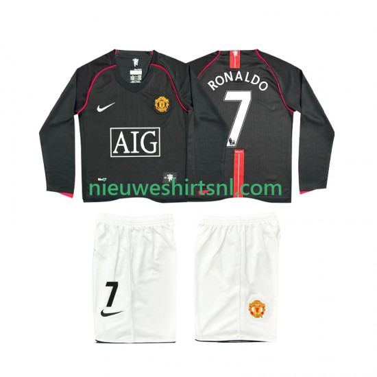 Manchester United Kind Shirt met Bedrukking Ronaldo 7 2007 Retro Uit 2008 Lange Mouw