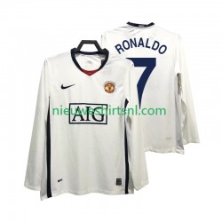 Manchester United Heren Shirt met Bedrukking Ronaldo 7 Premier League 2009 Retro Uit 2008 Lange Mouw