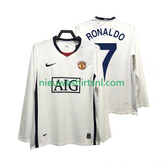 Manchester United Heren Shirt met Bedrukking Ronaldo 7 Premier League 2009 Retro Uit 2008 Lange Mouw