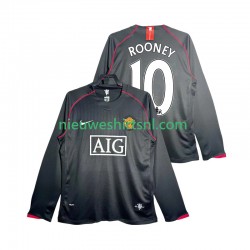 Manchester United Heren Shirt met Bedrukking Rooney 10 2007 Retro Uit 2008 Lange Mouw