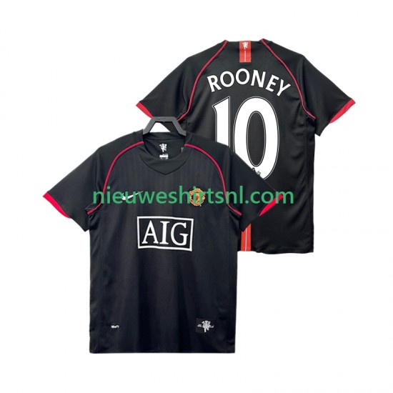 Manchester United Heren Shirt met Bedrukking Rooney 10 2007 Retro Uit 2008 Korte Mouw