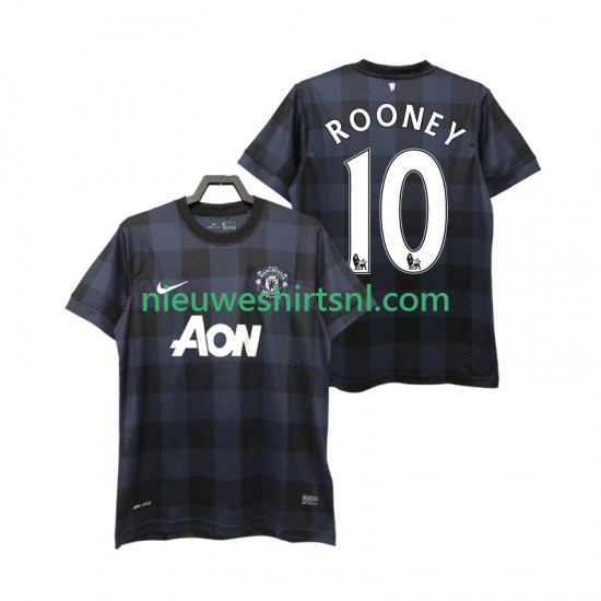 Manchester United Heren Shirt met Bedrukking Rooney 10 2013 2014 Retro Uit Korte Mouw