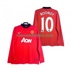 Manchester United Heren Shirt met Bedrukking Rooney 10 2013 2014 Retro Thuis Lange Mouw