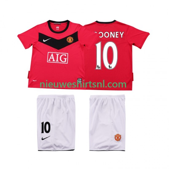 Manchester United Kind Shirt met Bedrukking Rooney 10 2009 Retro Thuis 2010 Korte Mouw