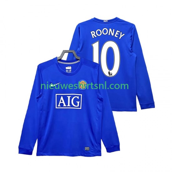 Manchester United Heren Shirt met Bedrukking Rooney 10 2009 Retro Derde 2008 Lange Mouw