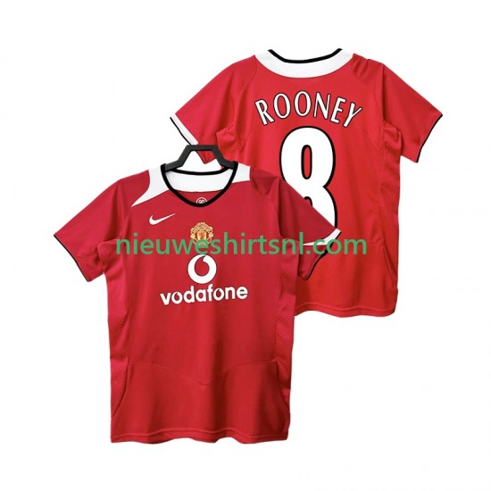 Manchester United Heren Shirt met Bedrukking Rooney 8 2005 Retro Thuis 2006 Korte Mouw
