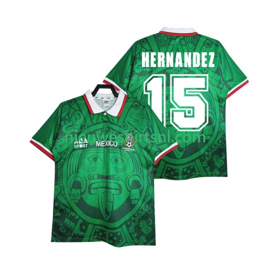 Mexico Heren Shirt met Bedrukking HERNANDEZ 15 1998 Retro Thuis Korte Mouw