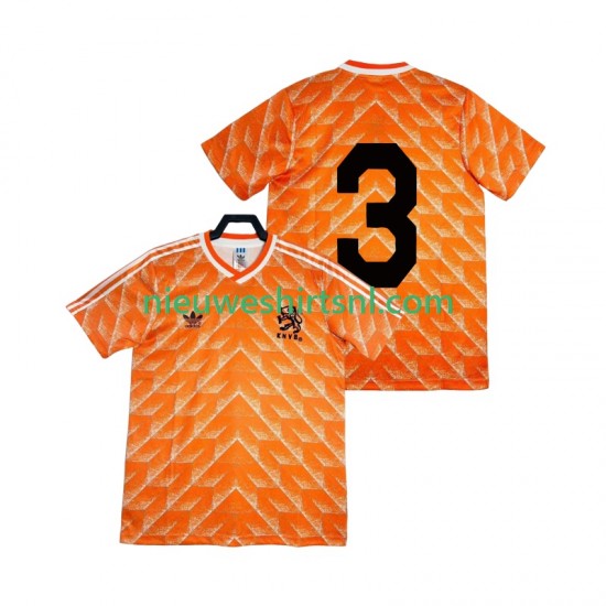 Nederland Heren Shirt met Bedrukking 3 1988 Retro Thuis Korte Mouw