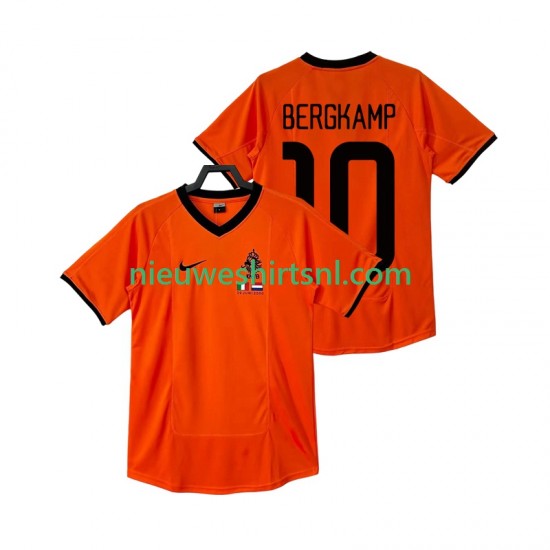 Nederland Heren Shirt met Bedrukking BERGKAMP 10 2000 Retro Thuis Korte Mouw