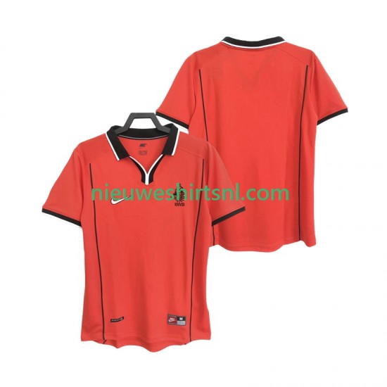 Nederland Heren Shirt met Bedrukking 1998 Retro Thuis Korte Mouw