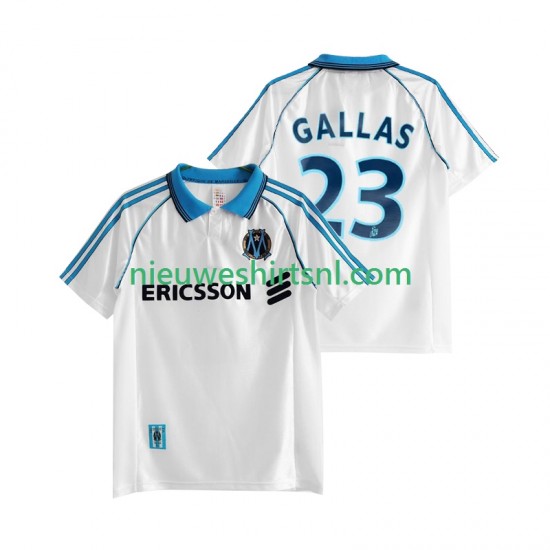 Olympique Marseille Heren Shirt met Bedrukking Gallas 23 1998 Retro Thuis 1999 Korte Mouw