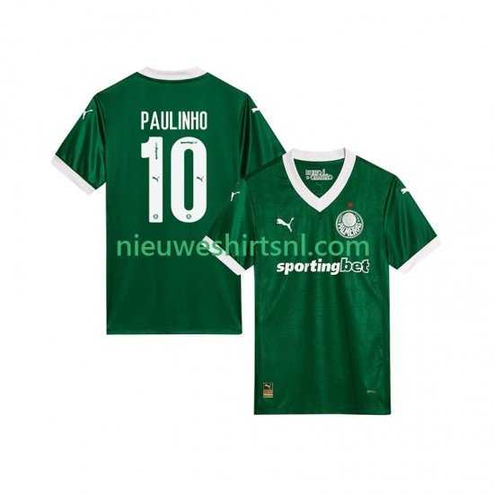 Palmeiras Heren Shirt met Bedrukking Paulinho 10 Thuis 2025-2026 Korte Mouw