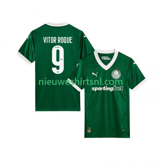 Palmeiras Heren Shirt met Bedrukking Vitor Roque 9 Thuis 2025-2026 Korte Mouw