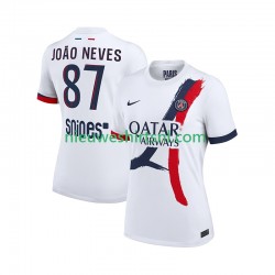 Paris Saint-Germain Heren Shirt met Bedrukking Joao Neves 87 Uit 2025-2026 Korte Mouw